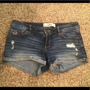 Hollister Dark-Wash Distressed Cutoff Jean Shorts